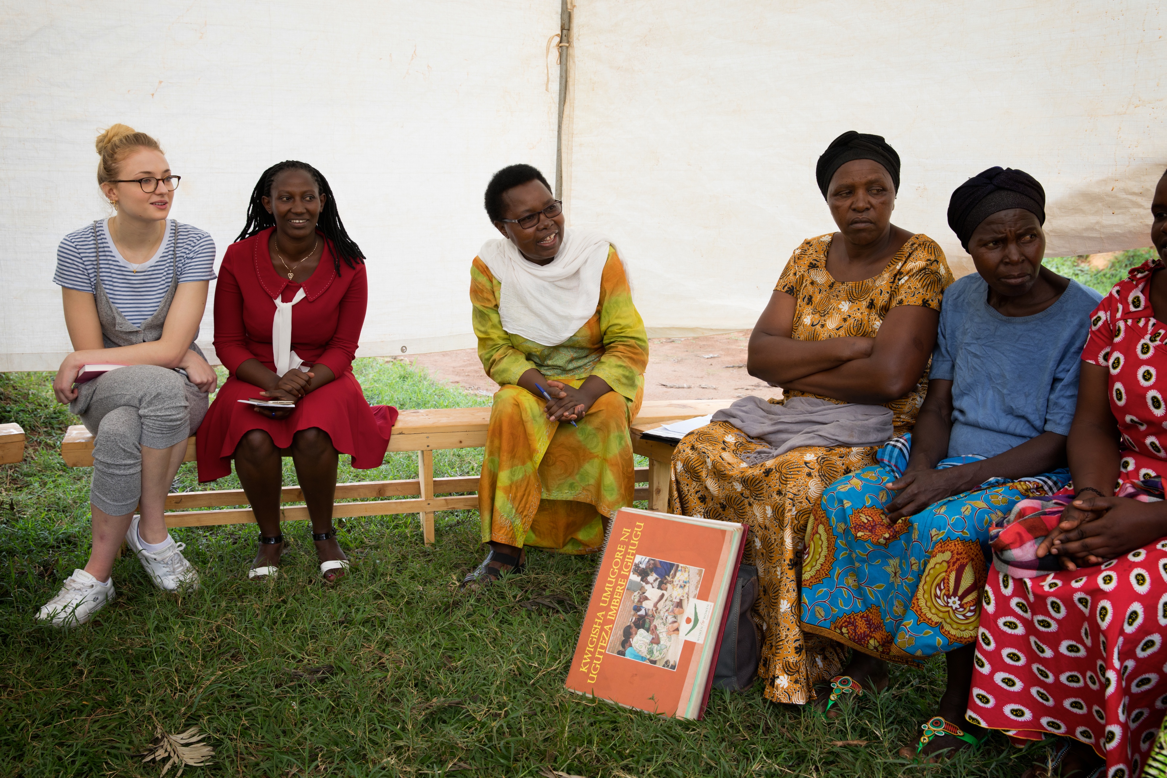 Sophie Turner attends a Women for Women International class in Rwanda. Photo: Hazel Thompson