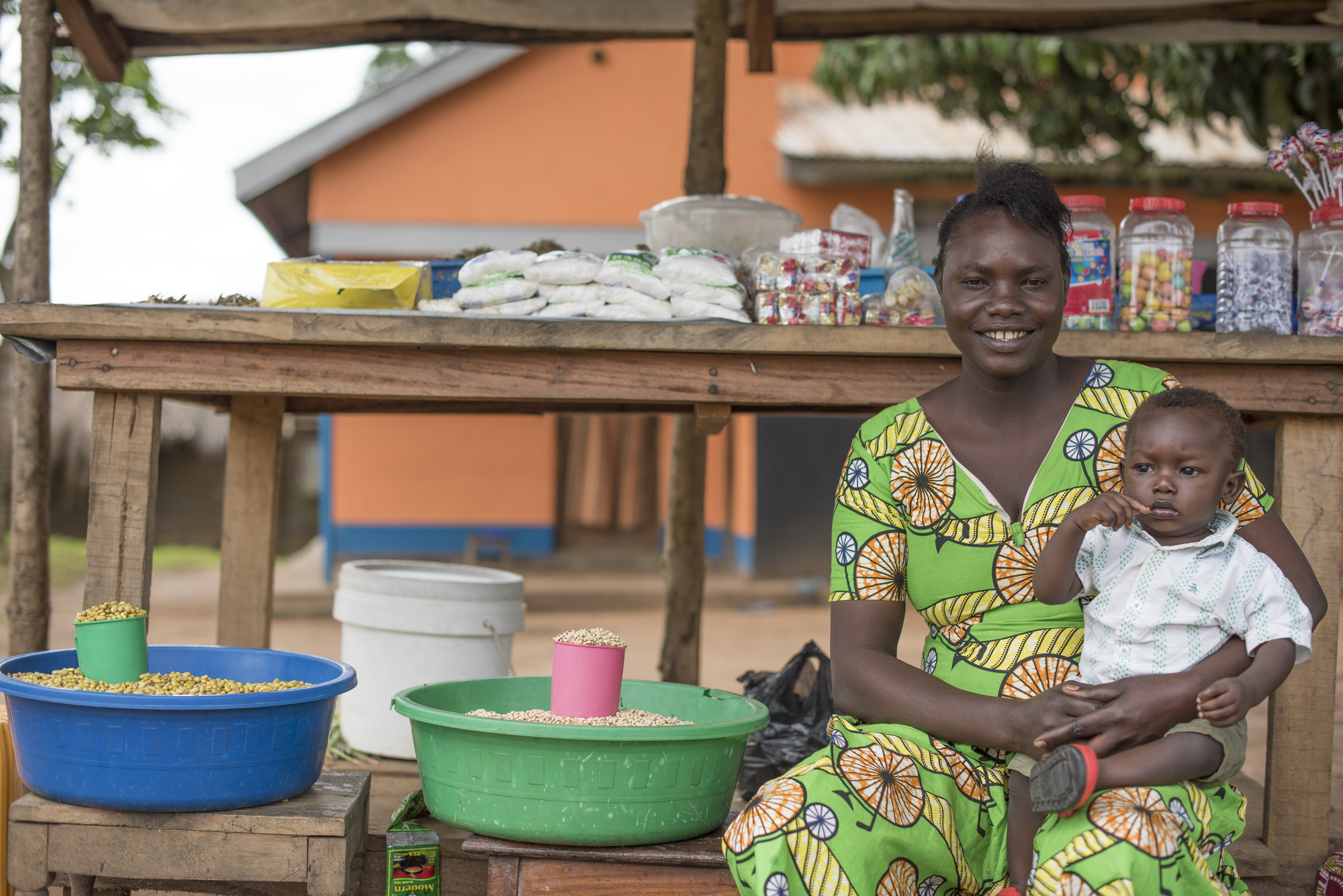Josephine at her kiosk in South Sudan.