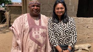 Preeya with the Chief of Tafewa Balewa community in Bauchi. Photo credit: Women for Women International