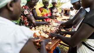 Women in South Sudan practising baking, their vocational skill. Photo credit: Charles Atiki Lomodong.