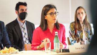 BBC Journalist, Sana Safi, moderates dialogue between Afghan women’s rights activists and UN representatives on policy recommendations and accountability. Photo: Permanent Mission of Norway to the UN