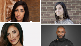 Our new Ambassadors this year. From left to right; top to bottom: Tina Daheley, Waad al-Kateab, Azita Ghanizada and Mick Élysée. Photos: Joseph Sinclair, Action for Sama, Kathryna Hancock, Scott KBG