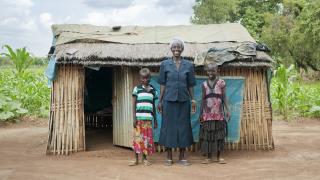 Programme participant Deborah and her children, South Sudan. Credit: Tadej Znidarcic