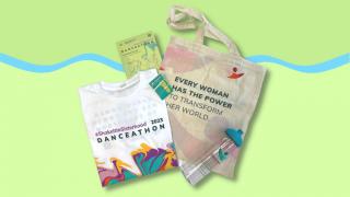 The #ShakeItInSisterhood Swag Bag. Photo: Women for Women International