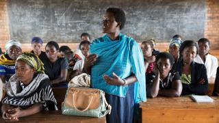 Stronger Women, Stronger Nations programme participants in a classroom in Rwanda. Credit: Hazel Thompson