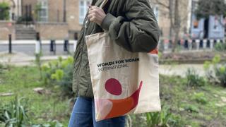 Become a classroom supporter in March and receive a free tote bag. Photo: Women for Women International