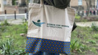 Each tote bag was handmade by a programme participant or graduate in Rwanda. Photo: Women for Women International
