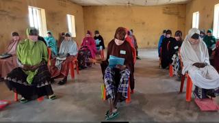 Ikilima participating in our year-long Stronger Women, Stronger Nations programme in Nigeria, alongside the 24 other women in her group