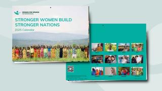 This exclusive calendar serves as a daily reminder of the transformational impact you’re having on the lives of women survivors of war. Photo credit: Women for Women International