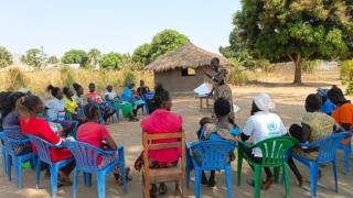 Florence Dumba leading a training session in Yei, South Sudan. Photo credit: Women for Women International