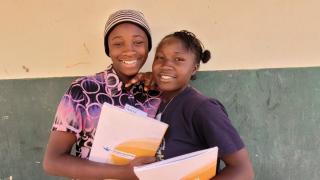 Nerat with a friend during their training session. Photo credit: Women for Women International