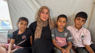 After unimaginable loss and repeated displacement, Tahreer is fighting every day to protect her children and rebuild a sense of hope, supported through psychosocial services delivered with our partner Wefaq Association in Gaza. Photo credit: Women for Women International.