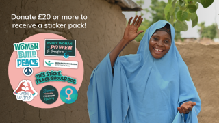 Donate £20 or more to receive a free sticker sheet. Photo: Women for Women International