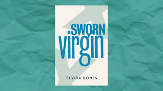 Sworn Virgin book cover on blue background