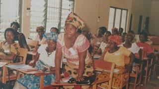 Group of Nigerian women in a classroom sitting at desks