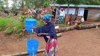 Hand washing station at a Women for Women International-DRC training centre. Credit Women for Women International.