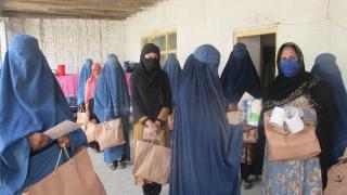 One of the hygiene kit distributions, where over 4,700 women received critical health and hygiene supplies. Photo: Women for Women International