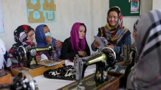 Programme participants in Afghanistan attend a tailoring class. Photo: Rada Akbar