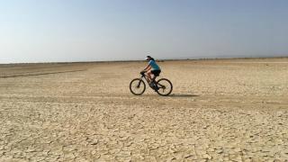 WOAM team member crossing the Danakil Depression