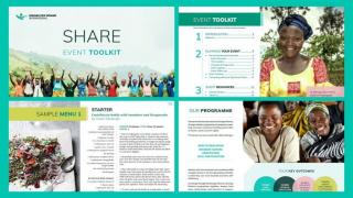 The Share Dinner Toolkit includes sample recipes, tips for hosting a dinner party and information about our work with women survivors of war.