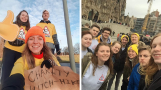 St Andrews’ students hitchhiking to Valencia.