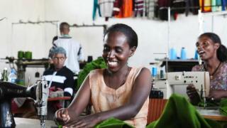 Ethiopian woman sewing