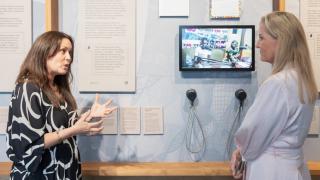 The Duchess of Edinburgh meets Sara Bowcutt, Managing Director of Women for Women International - UK, at Imperial War Museums.