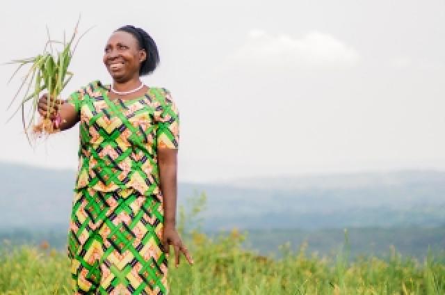 Woman holding crops